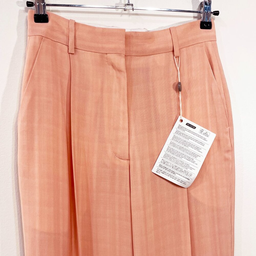 New Sandro Felix Viscose Wide Leg Trouser Salmon Pink 36, Small $295 - Picture 5 of 8